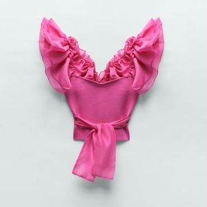 Zara organza pink top